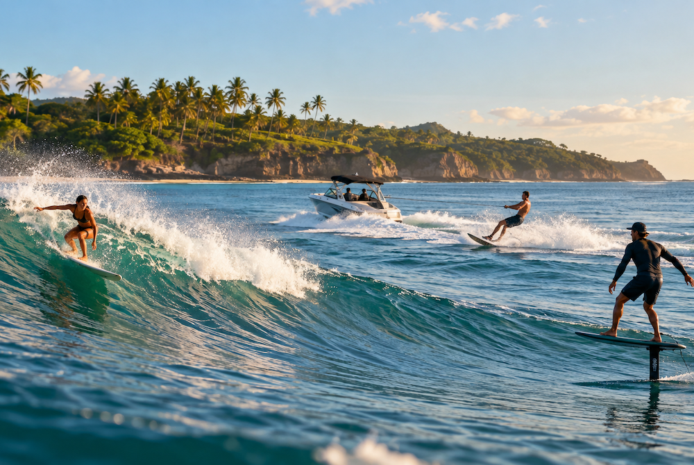 wake, foil e surf